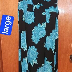 New York & Company Black Maxi Dress with Turquoise Floral Print